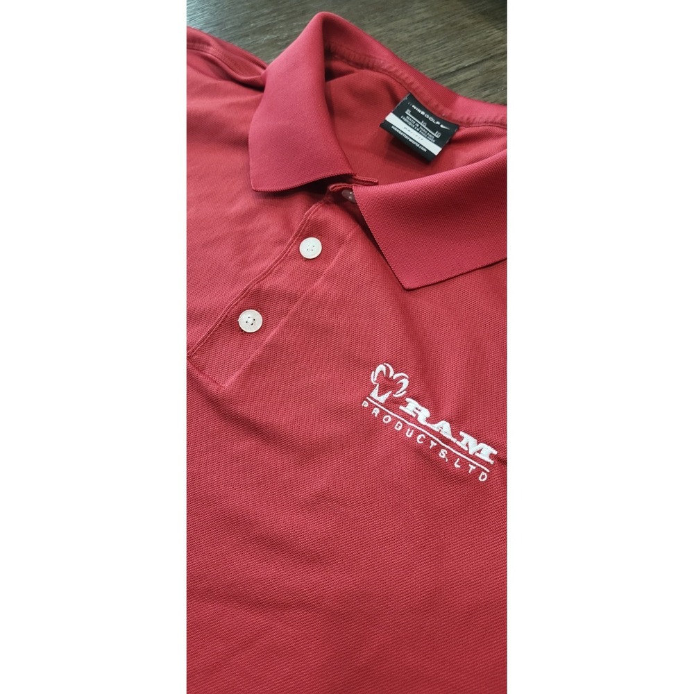 Nike Golf Dri-FIT Red Polo Shirt Mens XL Short Sleeve Embroidered Dodge Logo